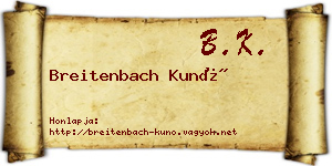 Breitenbach Kunó névjegykártya